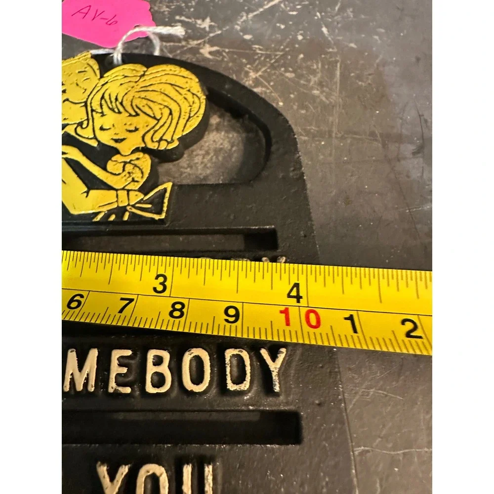 Vintage Cast Iron Trivet Wall Plaque You're Nobody Till Somebody Loves You Black